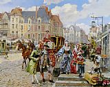 Henri Victor Lesur Paris Street in the time of Louis XIV painting